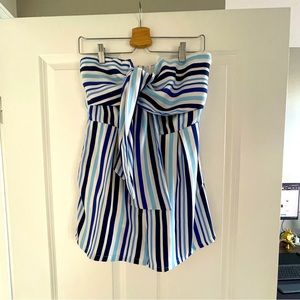 Do + Be blue striped strapless romper